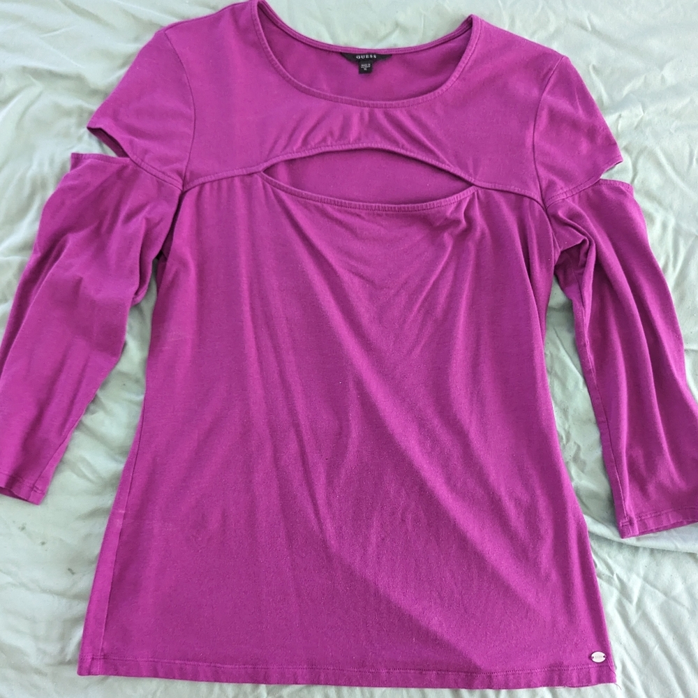 Guess 3/4 sleeve Fuschia Top